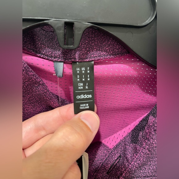 Adidas Golf Polo Sample Flower Mesh Golf Shirt Size Medium Black Lucid Fuchsia - Picture 6 of 14